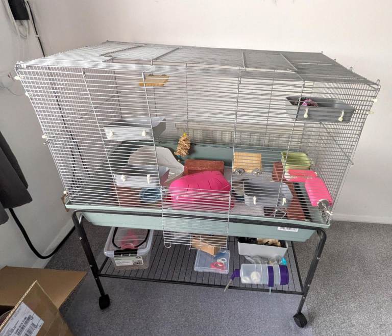 Hamster & Rat Cage 100cm (Little Friends Coco) + Stand – Full Setup