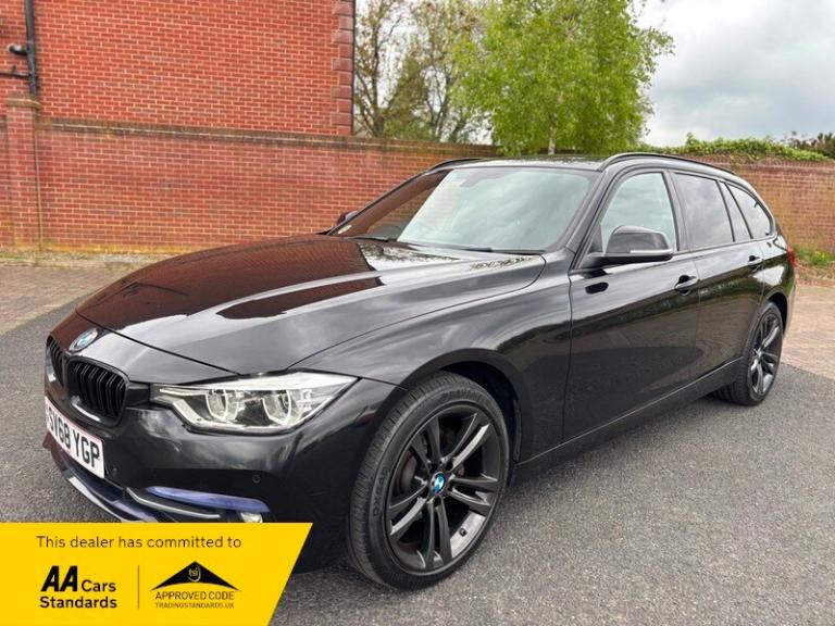 BMW 3 SERIES 320d XDRIVE SPORT TOURING 78k BLACK WITH BLACK LEATHER