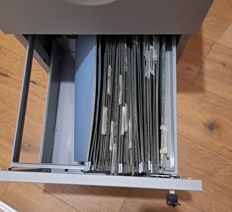 Silver Grey 2 Drawer Storage / Filing Cabinet.  Suitable for home use/ small office