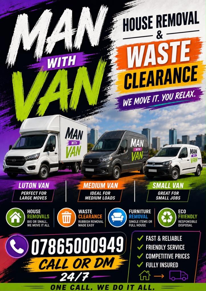 LOCAL NEAR ME MAN WITH VAN LUTON VAN FREE QOUETS ANYTIME PROFESSIONAL CHEAP BIG VAN ANYTIME 24/7