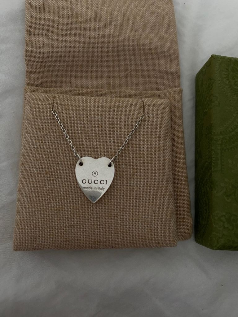 Gucci Heart Tag Necklace - Silver, Good Condition