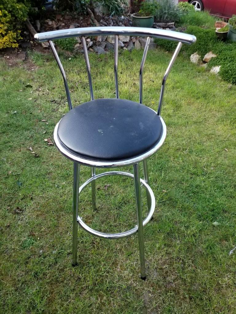 image for Chrome and black bar stool