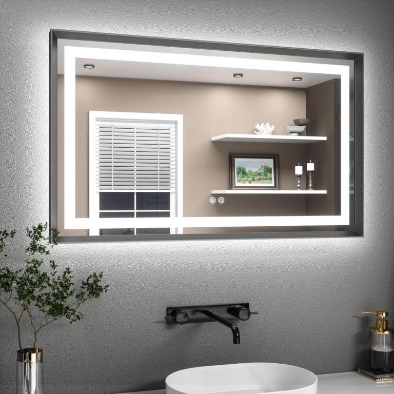 New LED Bathroom Mirror – black Frame