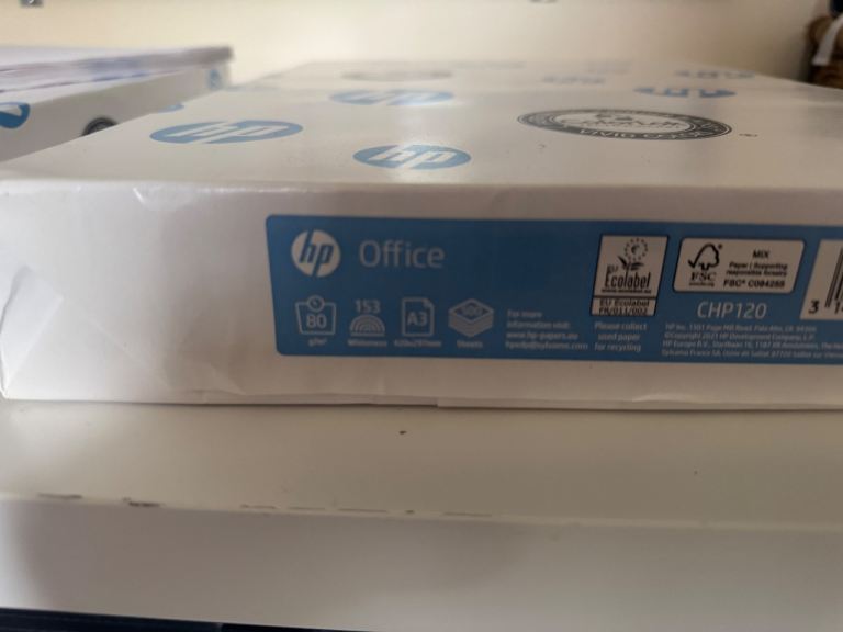 HP Office A3 Paper Reams – New, Unopened