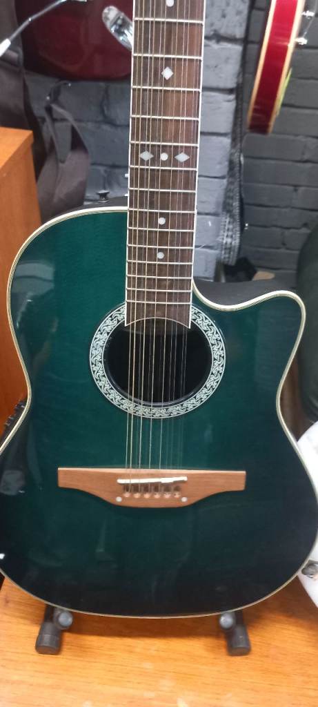Ovation 12-String Electro-Acoustic Guitar – Green, Good Condition