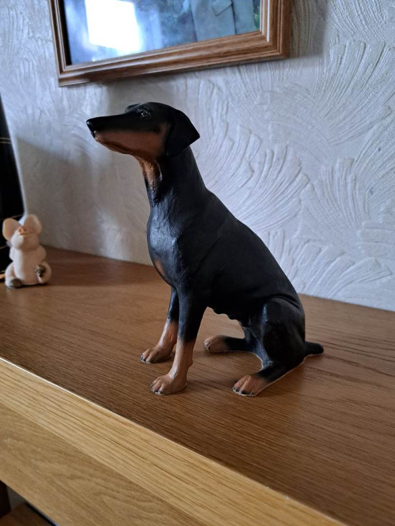 Doberman Dog Figurine Ornament – Black & Tan, Good Condition
