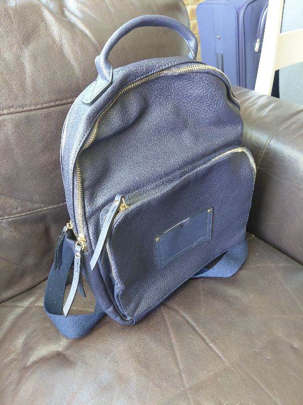 Leather back ruck sack blue