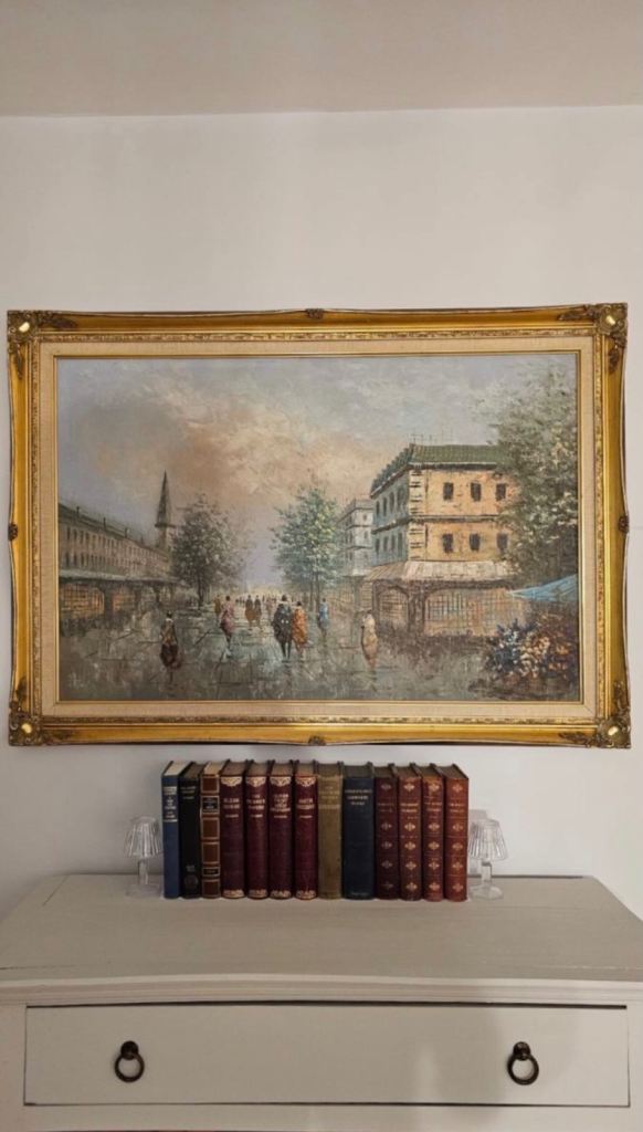 Large Original and Signed Parisian Oil Painting on Wood