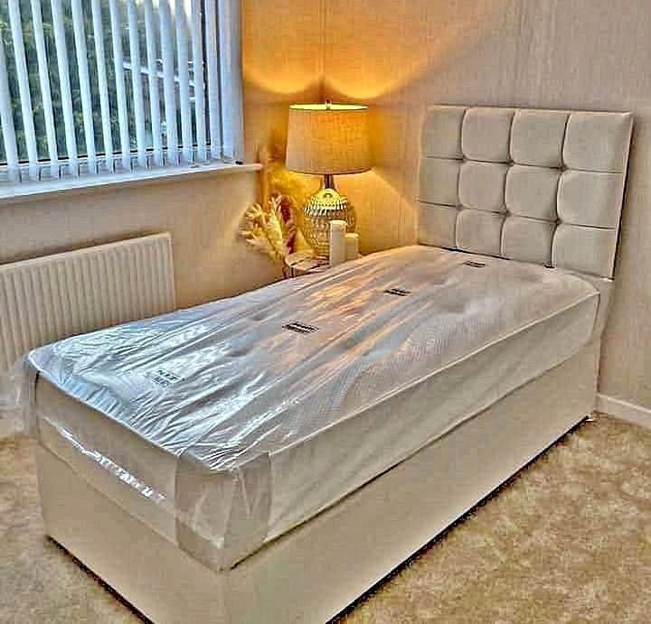 Panel Line Single Divan Bed with Storage and Mattress - Cash on Delivery