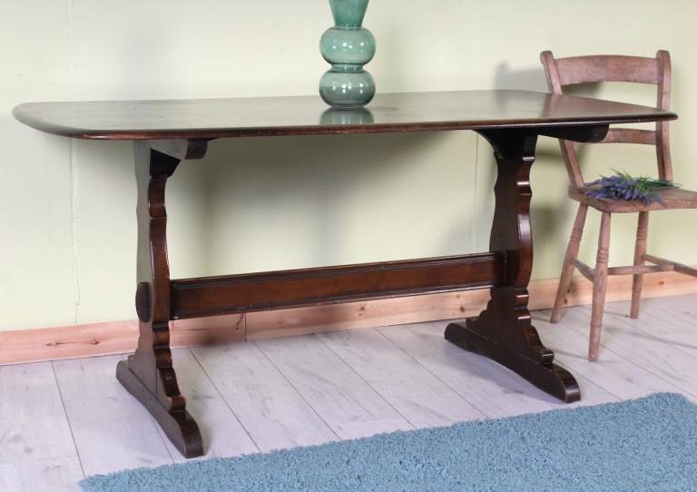 UK Delivery - 60S / 70s Ercol Solid Elm Dining Table Rectangular Vintage Wood