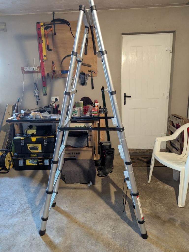 7 Step Telescopic Ladder Aluminium Heavy Duty 150KG/330lb 