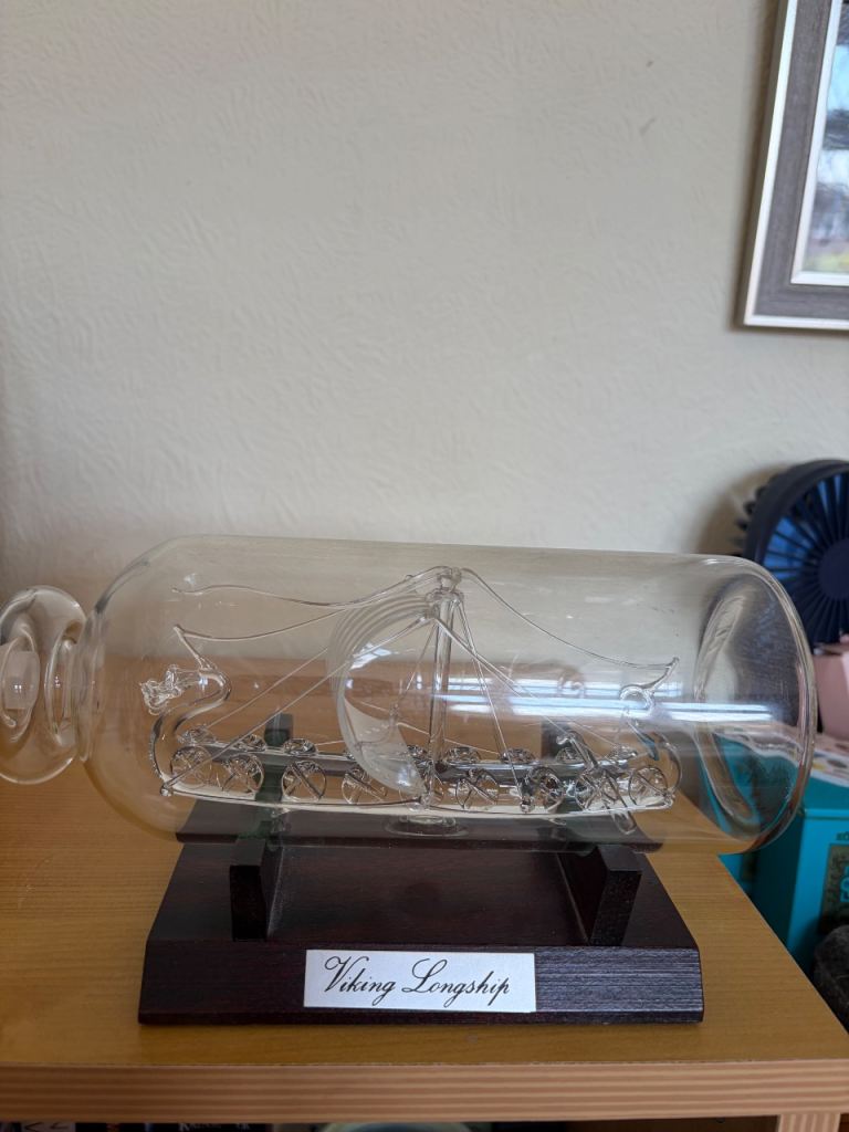 Glass Viking longship in bottle