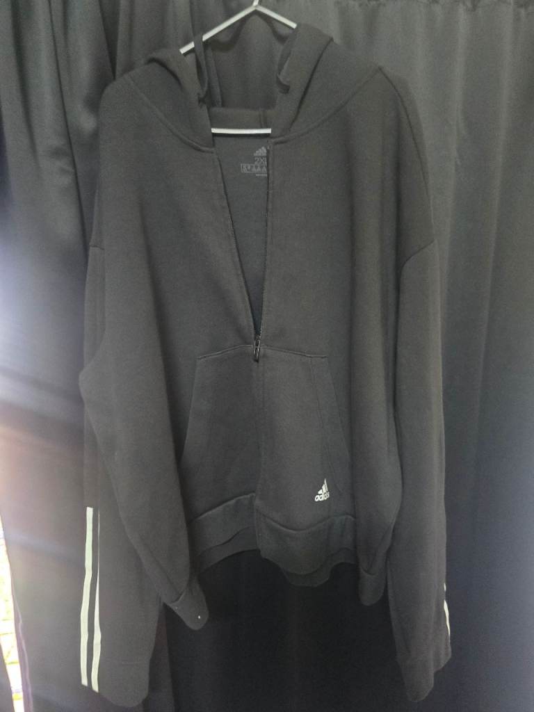 Adidas black zip-up hoodie in size 2XL