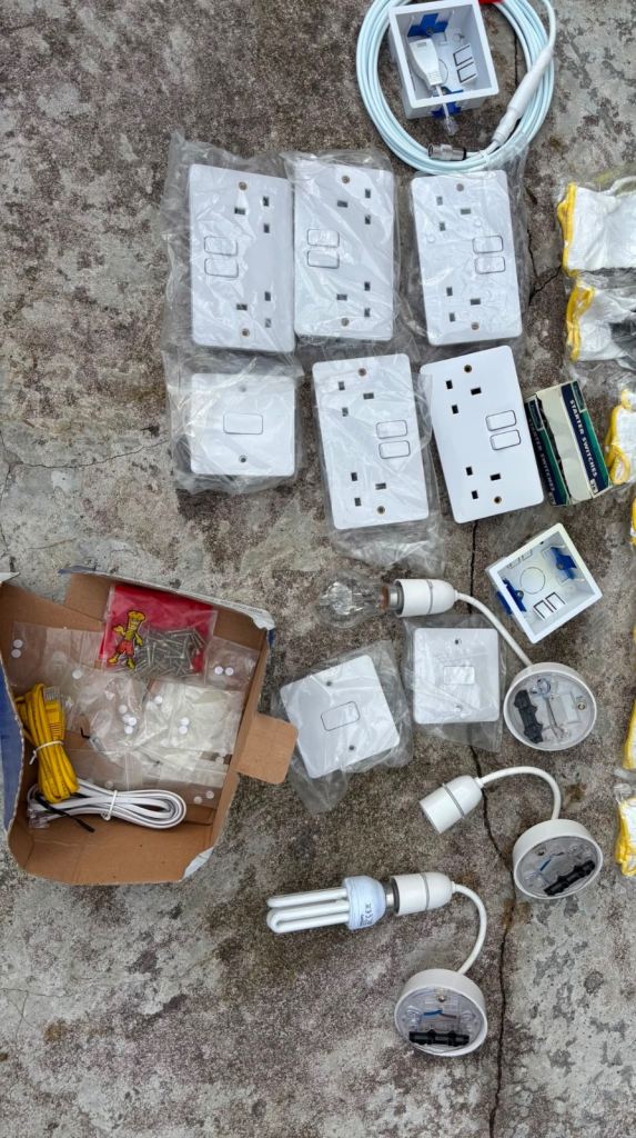 Various Electrical Fittings Bundle - Sockets, Switches, Light Fittings
