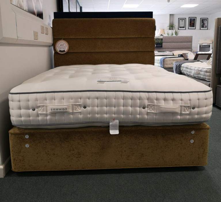 📞 Call Today — Brand New 4FT Small Double Beige Colour Divan bed with Pocket Firm mattress Bed ✨