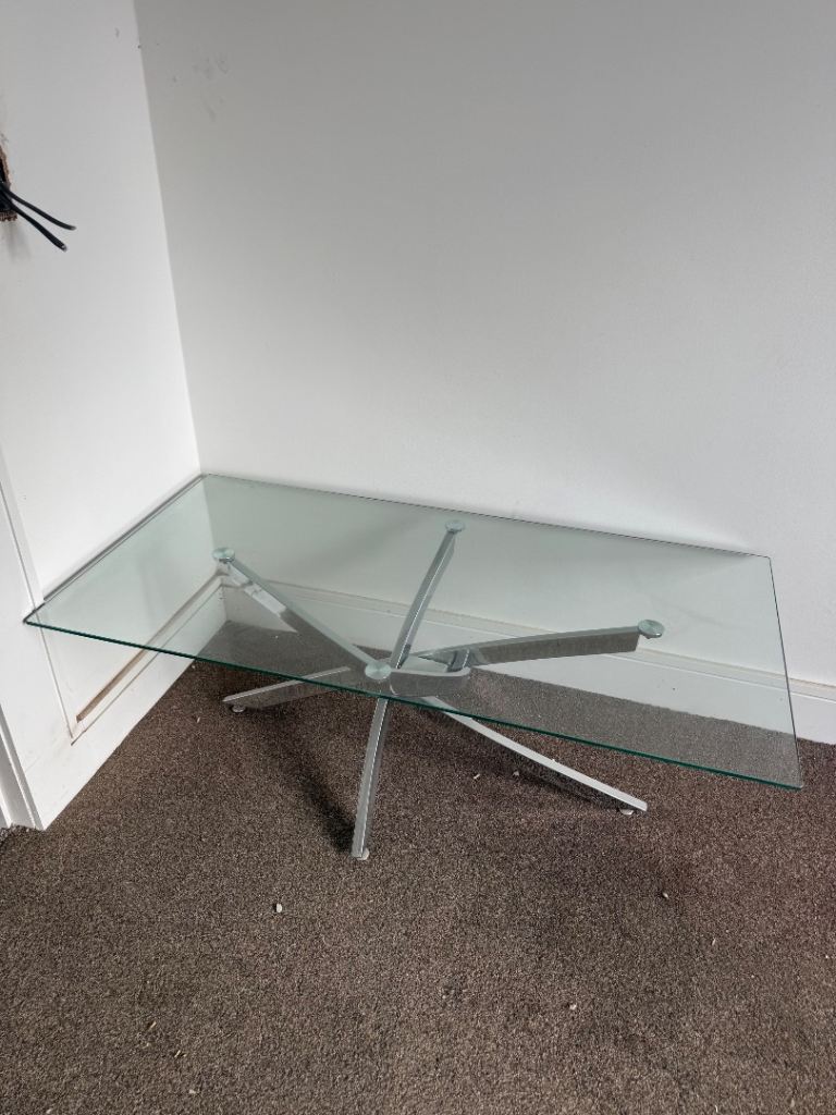 Glass and chrome coffee table 