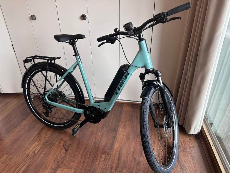 Unused 2025 Trek Allant+ 5 Lowstep Electric Hybrid Bike in Blue Sage (Large frame)