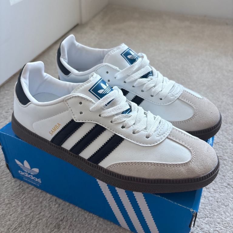 Adidas Samba OG Trainers – White with Black Stripes, New in Box