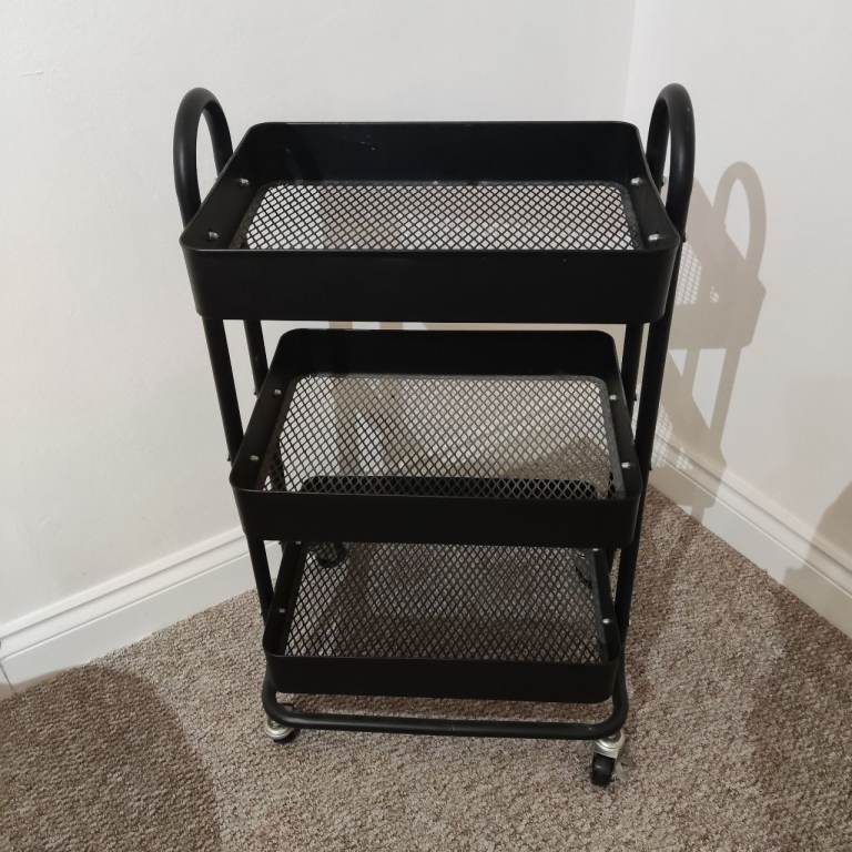 Black 3 tiered basket storage trolley 
