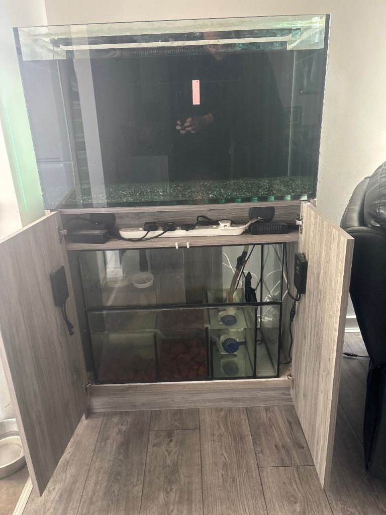 Fish tank with sump and cabinet