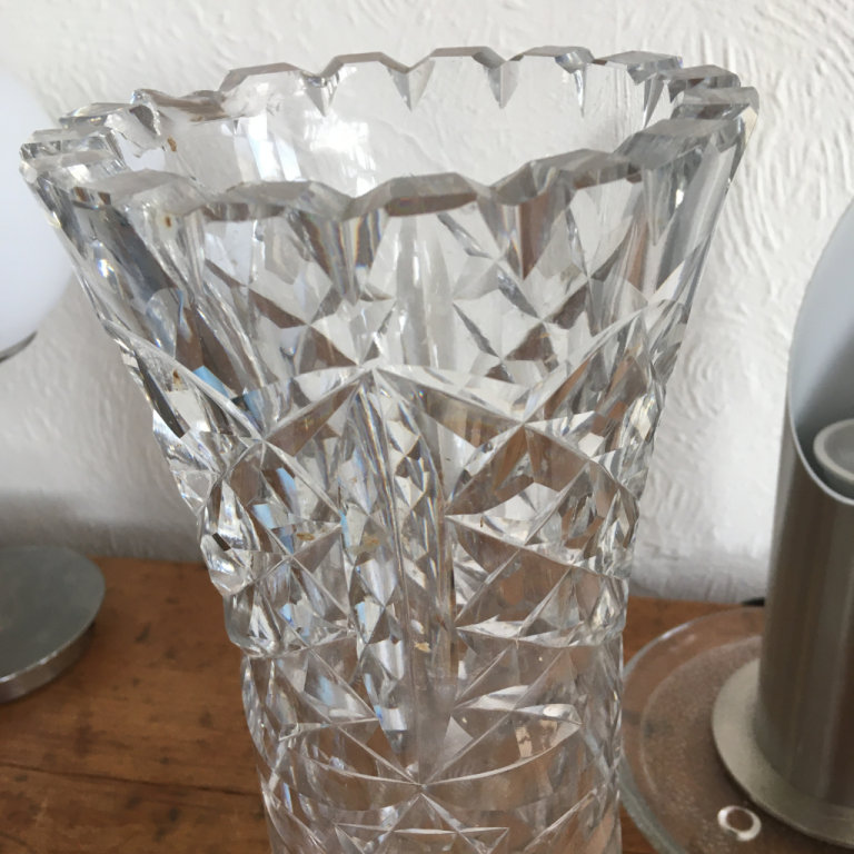 Tall Thick Heavy Crystal Vase