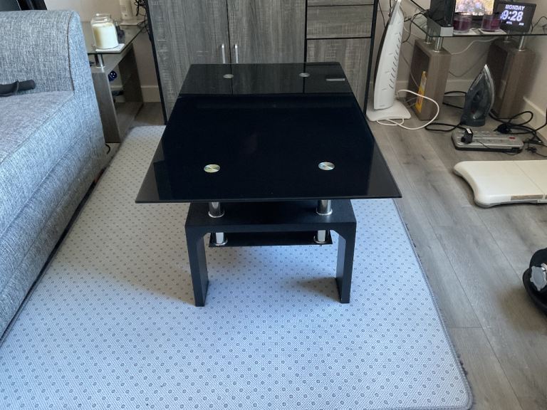 Black glass coffee table