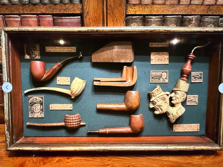 Collection of Vintage Pipes in Glass Fronted Display Case - OFFERS CONSIDERD