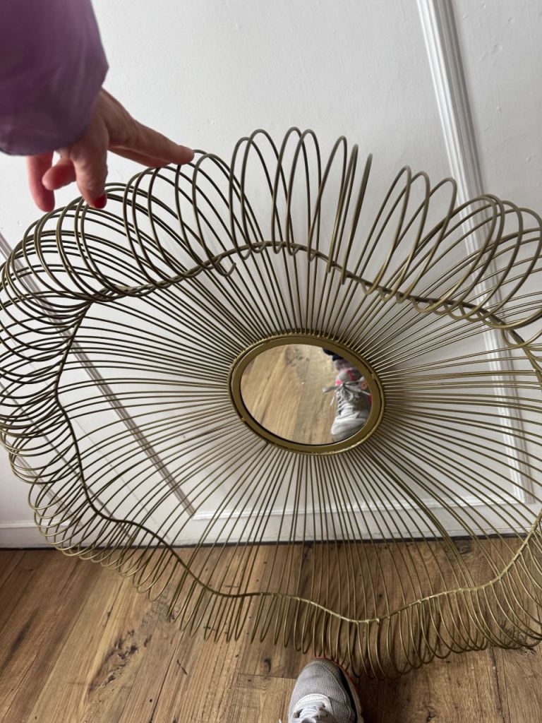 Large Gold Wire Burst Mirror – Good Condition