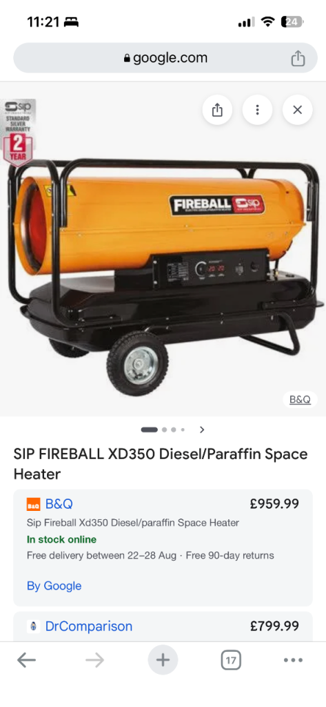 SIP Fireball XD350 Diesel/Paraffin Space Heater - Orange