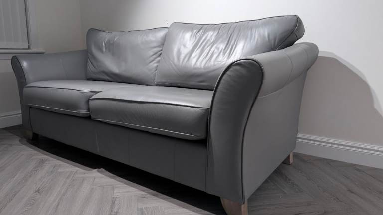 Grey leather sofa