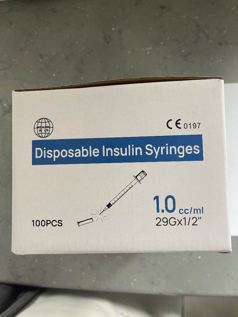 1m U40 29G 1/2" syringe Box 100