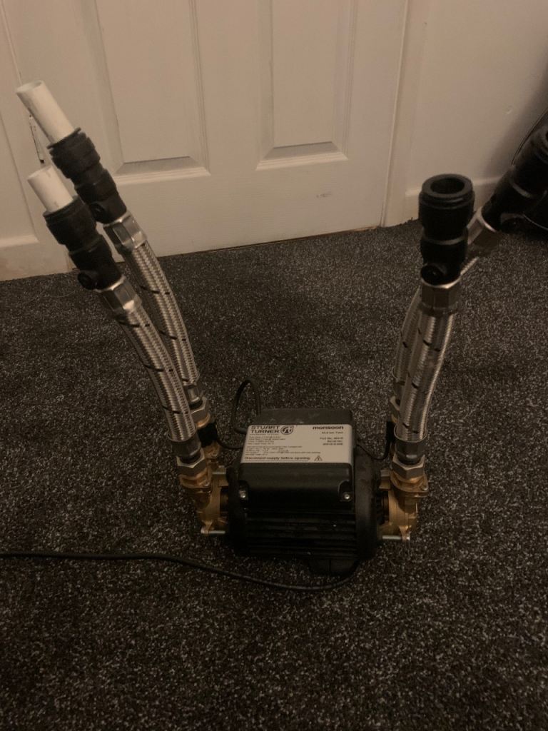 Stuart Turner Monsoon S3.0 Bar Twin Shower Pump 46416 – Positive Head – with Hoses