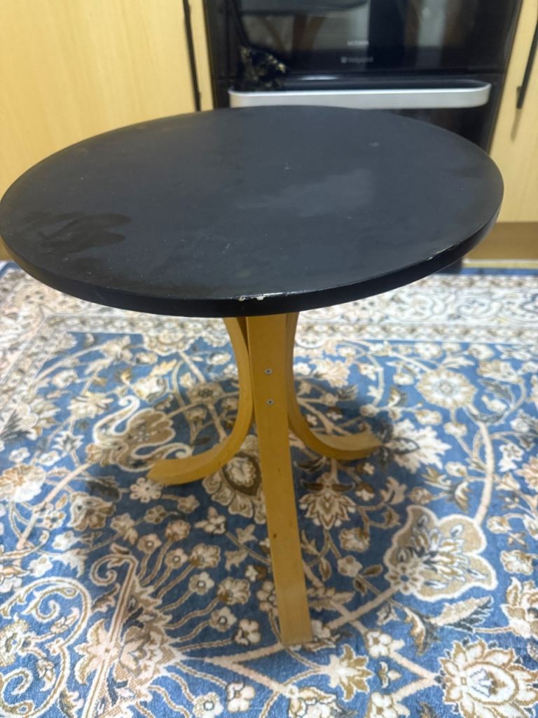 Wooden  Ikea Fornbro- Black Round Coffee Table