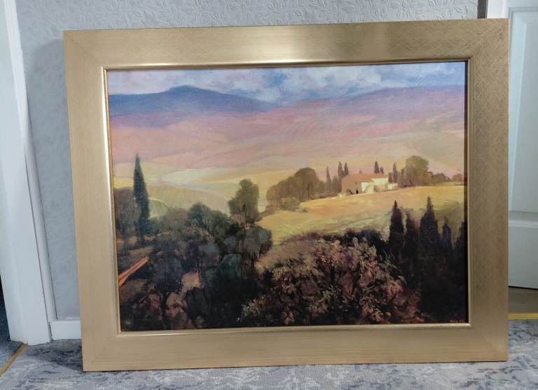 Framed landscape painting