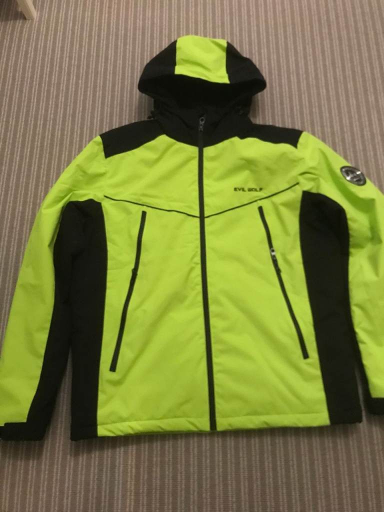 Men's Evil Wolf Yellow & Black waterproof winter jacket