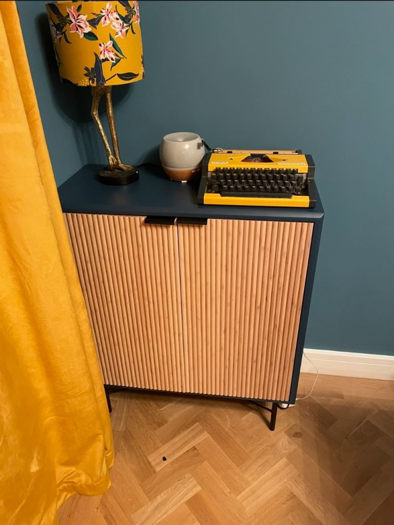 John Lewis Stylish Dark Blue and Wood Sideboard Cabinet