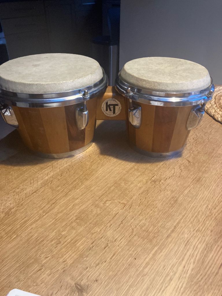 Vintage Stave Bongos 1990s  – Natural Skin Heads – Good Condition