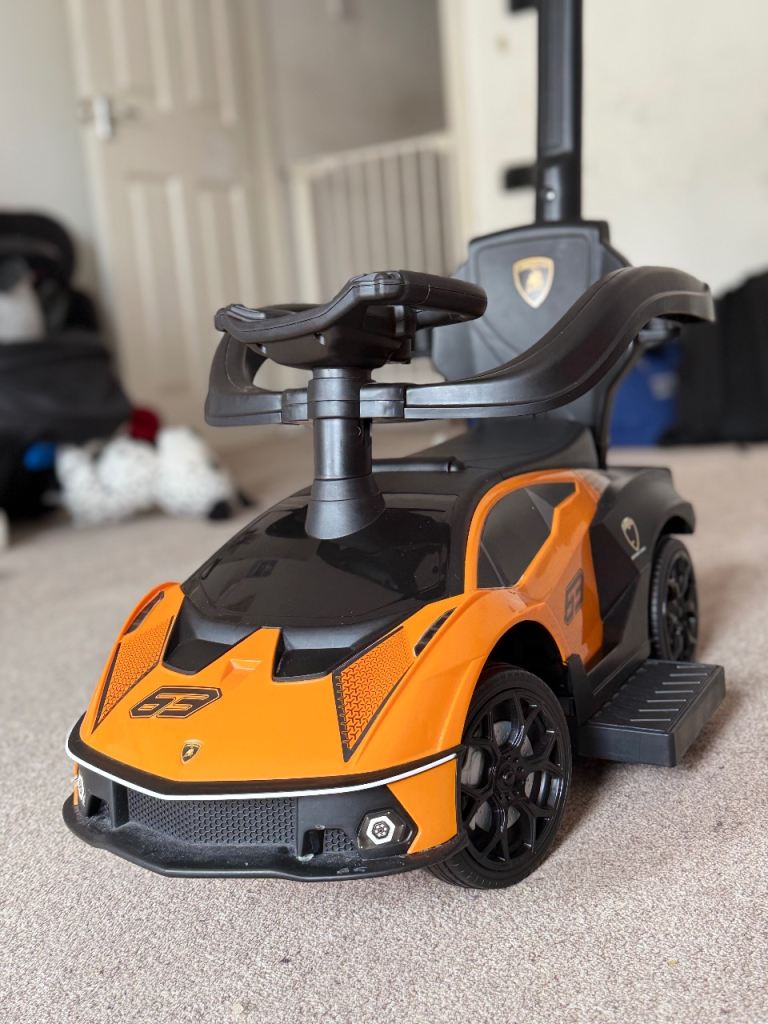 Lamborghini Ride-On Push Car – Orange & Black, Good Condition
