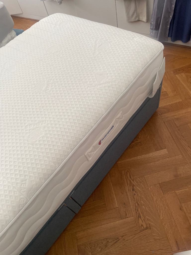 Single Bed Base and Mattress - Grey, with Storage Drawers