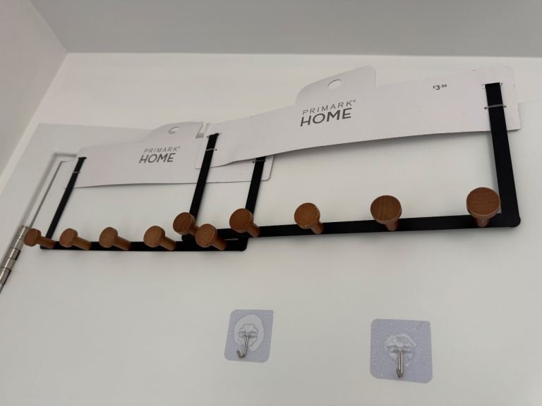 New Primark Home Over-Door Hooks - Black with Wood Knobs