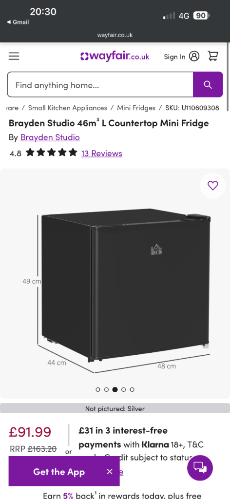 46L Mini Fridge – Excellent Condition – Barely Used – £70