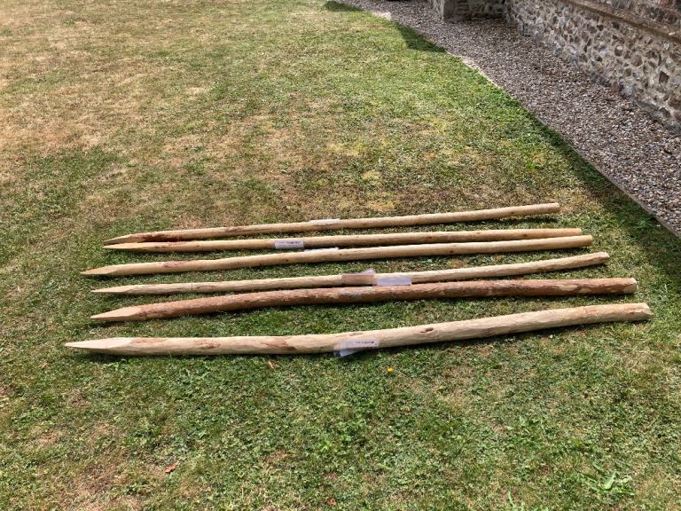 Set of 6 Rustic Wooden Fence Posts – Pointed, Good Condition