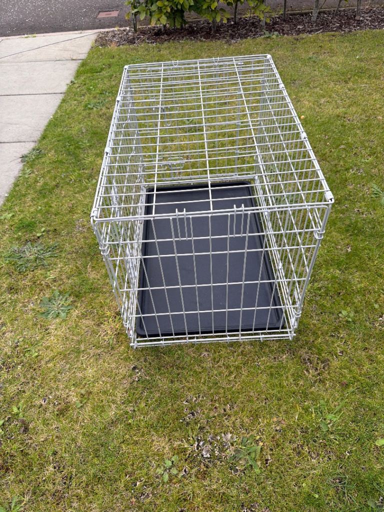 Grey dog crate
