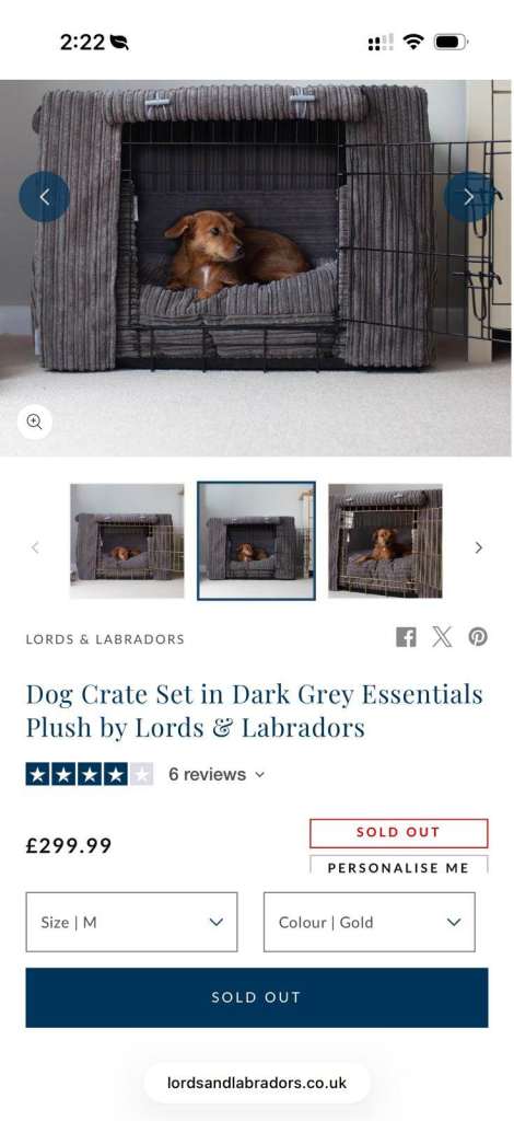 Cosy Beige Dog Crate from Luxury Lords & Labradors Brand - As Good As New!