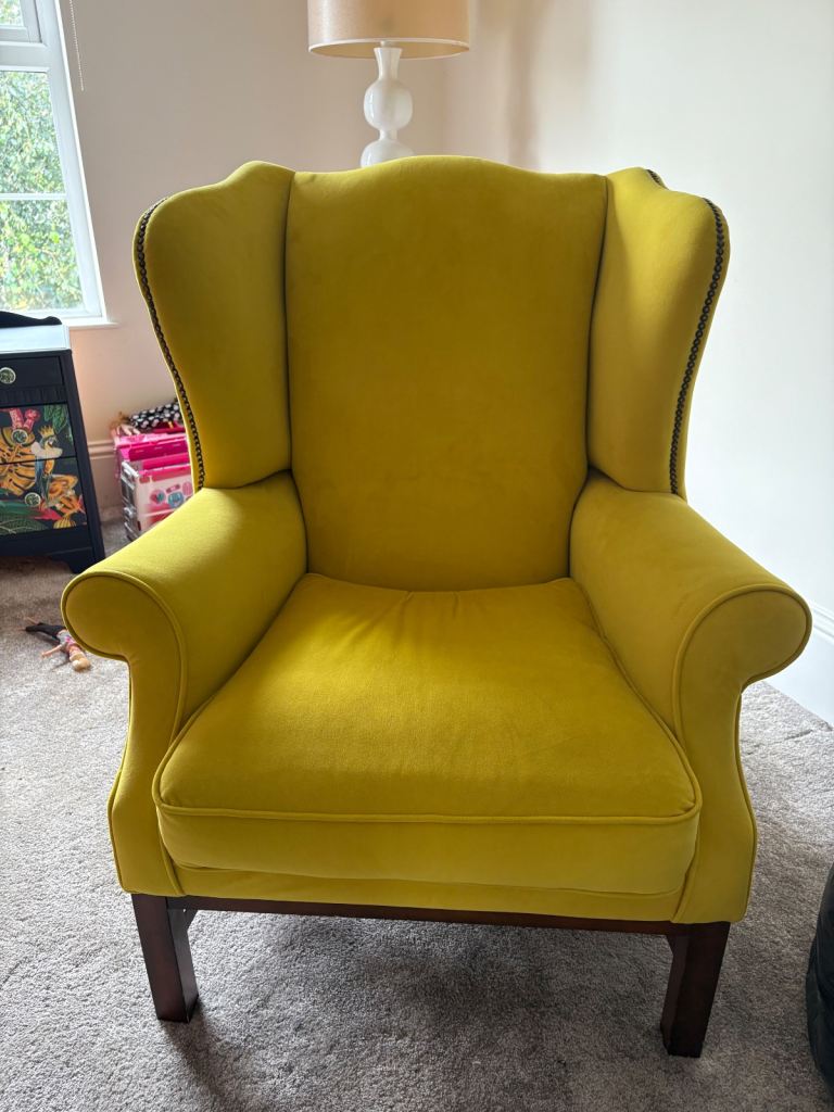 Velvet wing chair harlequin fabric