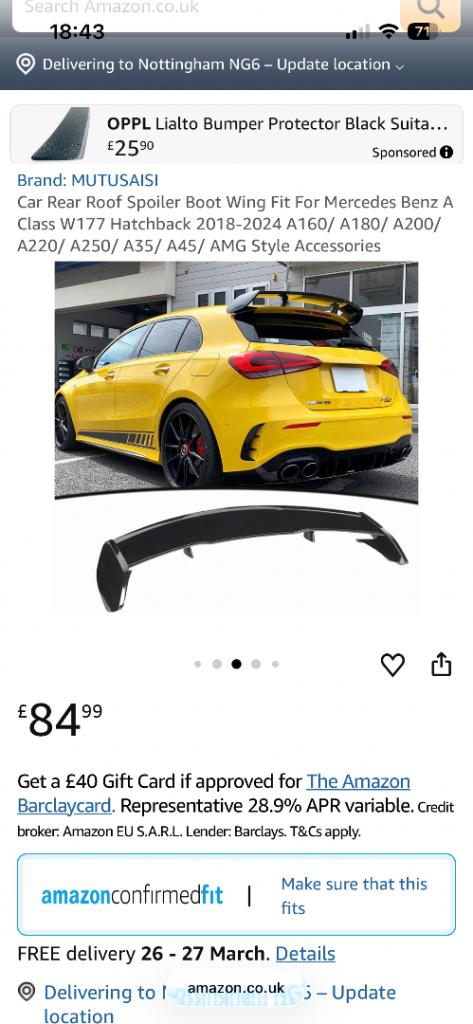 Spoiler for a-class a45 amg