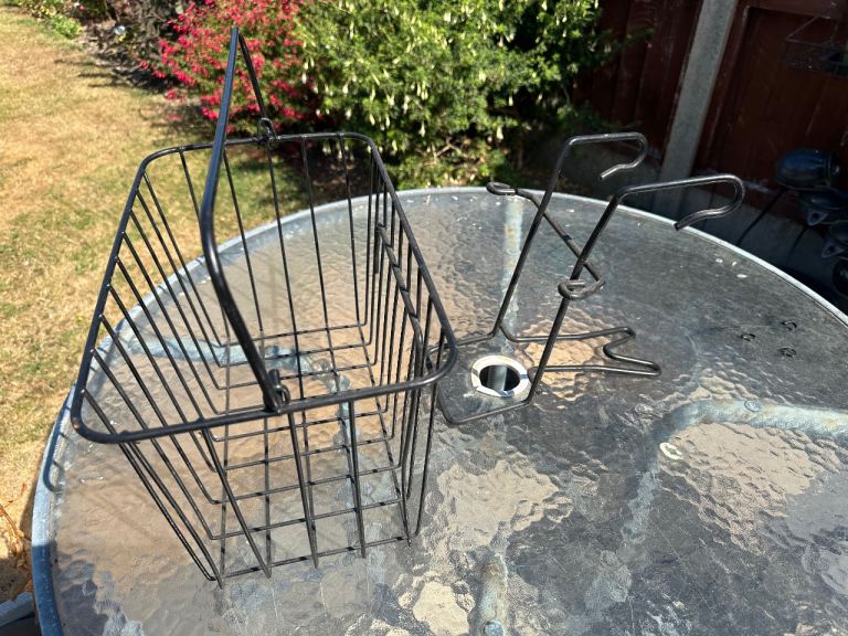 Black Metal Bike Basket with Handle and Mount