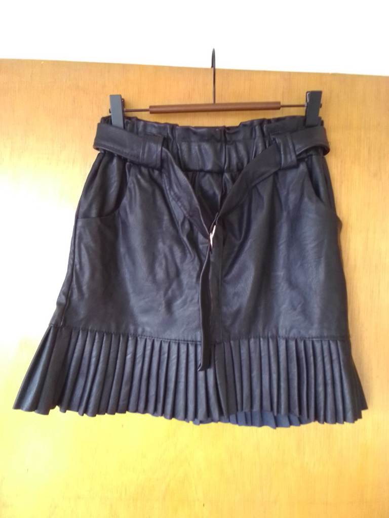 Black Mini Skirt with Belt.