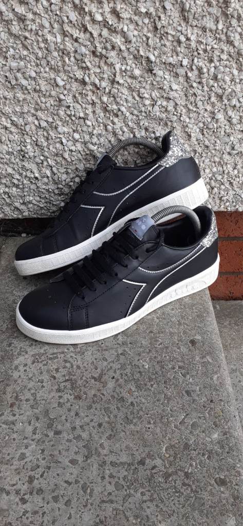 Diadora Womens Game P WN Black/White Trainers Size 6 UK 