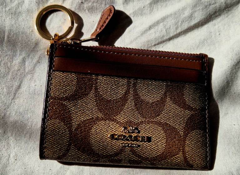 Very Good Coach Mini Skinny ID Case In Signature Canvas